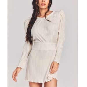 LoveShackFancy Cream Long Sleeve Dress